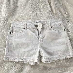 Paige size 27 cuffed/frayed hem white shorts